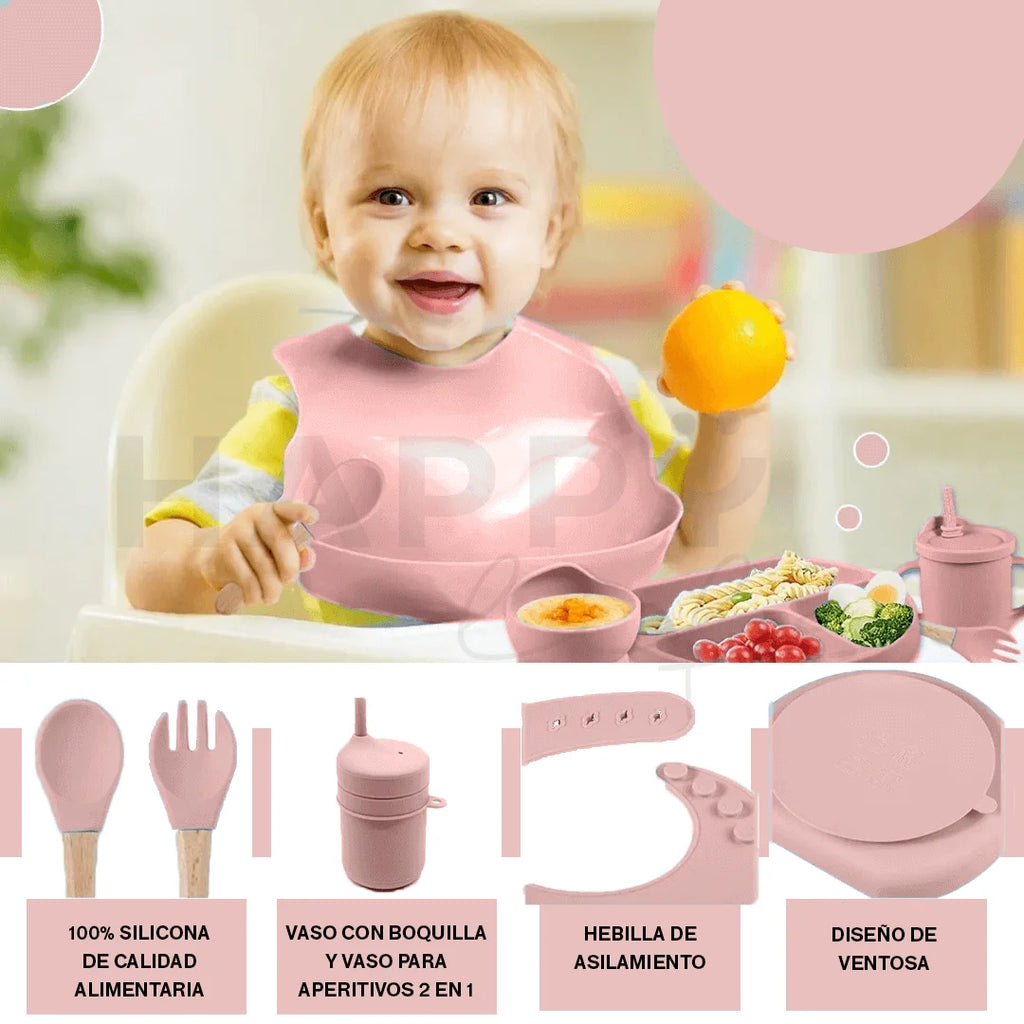 Juego de Cubiertos de Silicona Antideslizante para Bebé – 8 Piezas