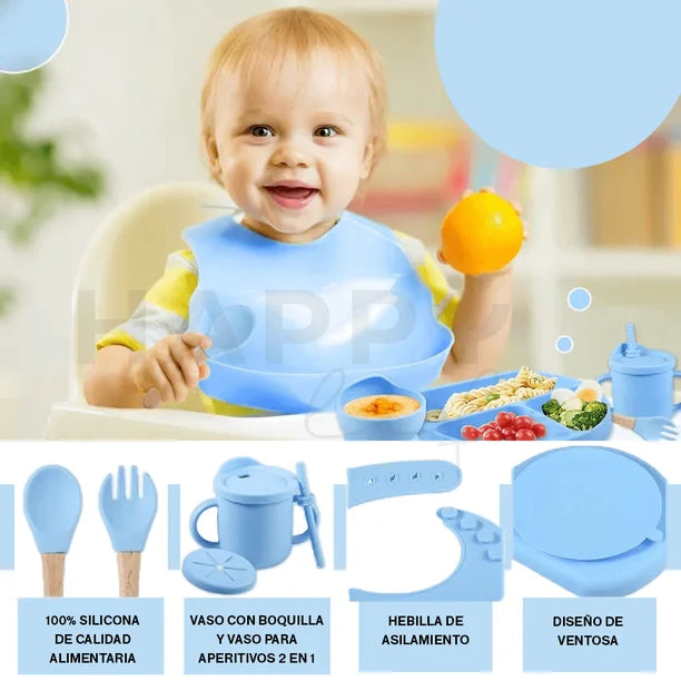 Juego de Cubiertos de Silicona Antideslizante para Bebé – 8 Piezas